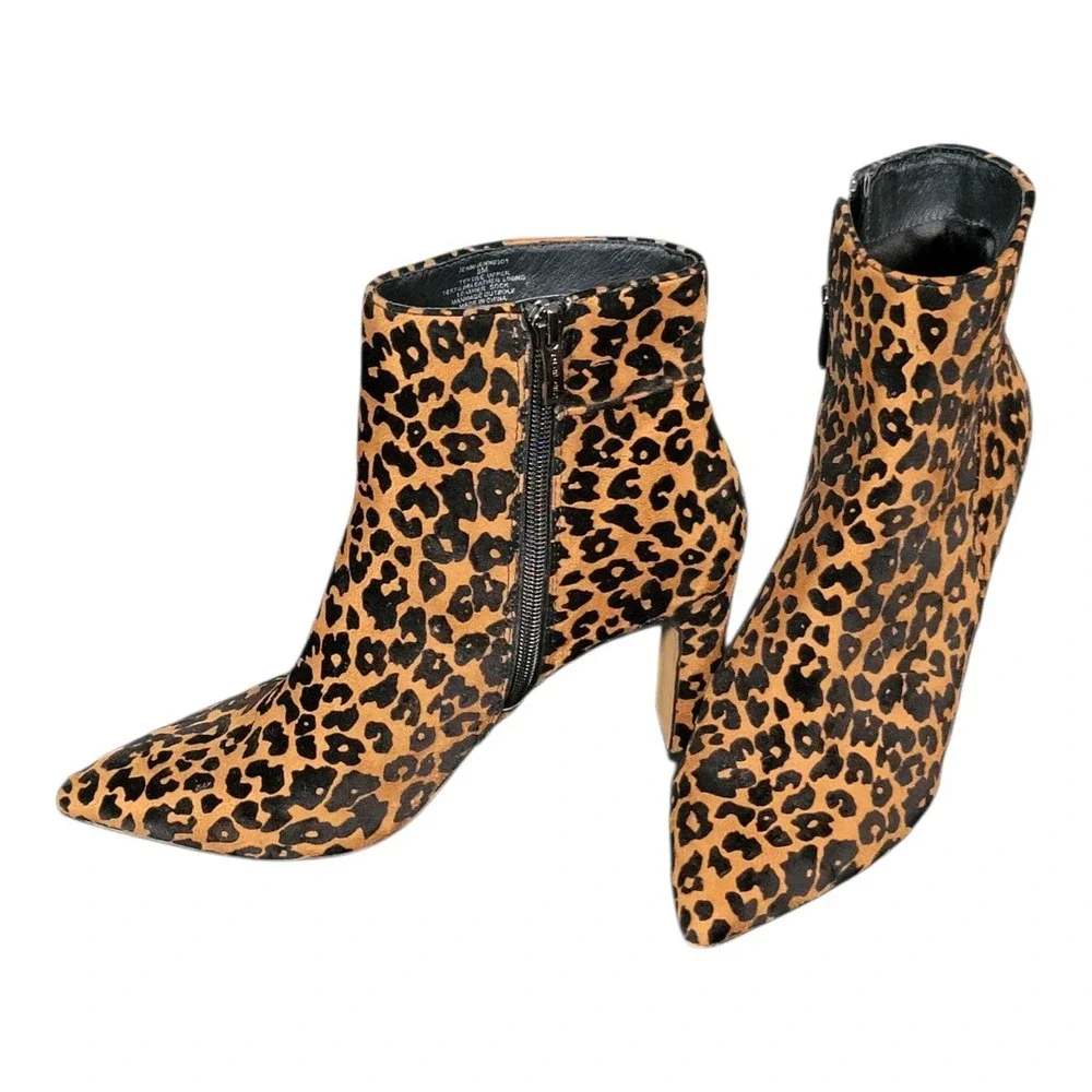 Steve Madden Jenn Pointed Toe Annimal Print‎ Ankle Boots Size 8 Fall Fashion
